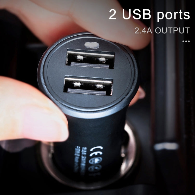 شاحن سيارة مزدوج USB من WK WP-C13 بقوة 2.4 أمبير مع كابل بيانات USB إلى 8 دبابيس / Micro USB / Type-C، WP-C13 مع كابل (أسود)، WP-C13 مع كابل (أبيض)
