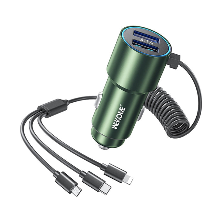 شاحن سيارة سريع 3 في 1 من سلسلة Pop Digital من WK WP-C44، بمنفذي USB، بقوة 33 وات، WP-C44 (أسود)، WP-C44 (أخضر)، WP-C44 (فضي)