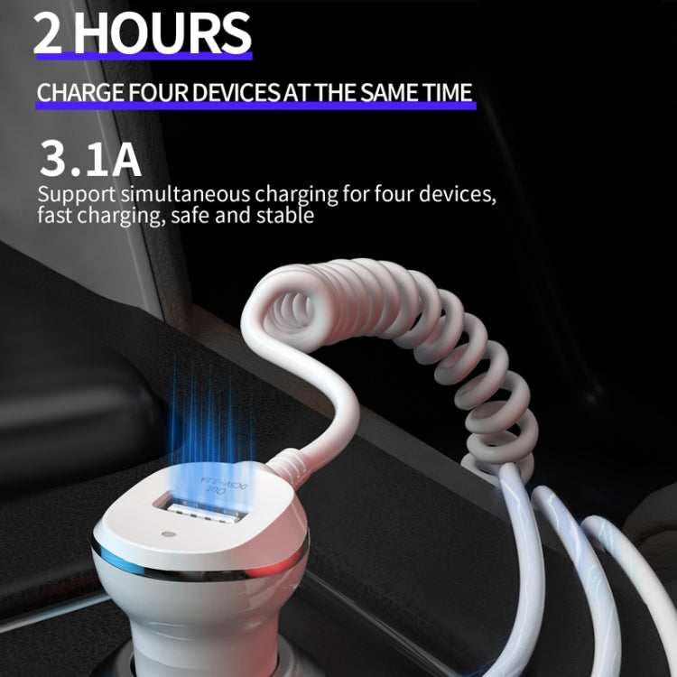 كابل بيانات 3 في 1 WP-C24 3.1A من WK، الإصدار المجاني 8 سنون / Micro USB / USB-C / Type-C + شاحن سيارة USB، WP-C24