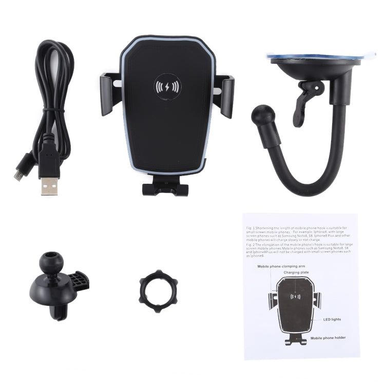 K81 10W QI Universal Rotating Gravity Induction Car Wireless Charging Mobile Phone Holder with Suction Cup, K81