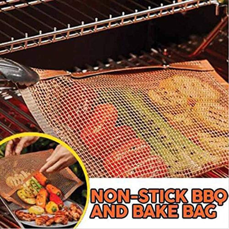 Barbecue Heat Resistant Non-stick Grilling Mesh BBQ Baking Bag, Size: 27 x 22cm (Copper), 27 x 22cm (Copper)