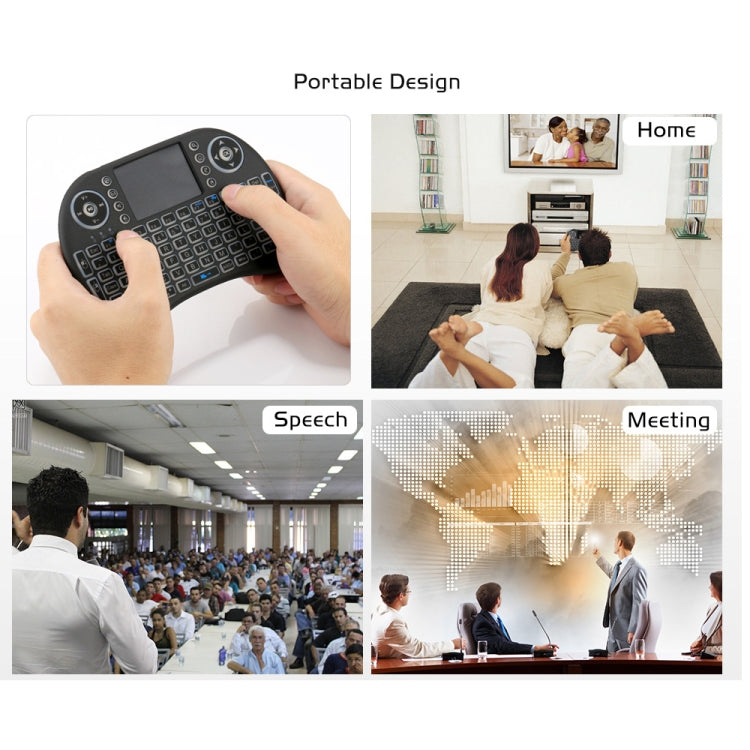 2.4GHz Mini i8 Wireless QWERTY Keyboard with Colorful Backlight & Touchpad & Multimedia Control for PC, Android TV BOX, X-BOX Player, Smartphones, Change Colorful Backlight