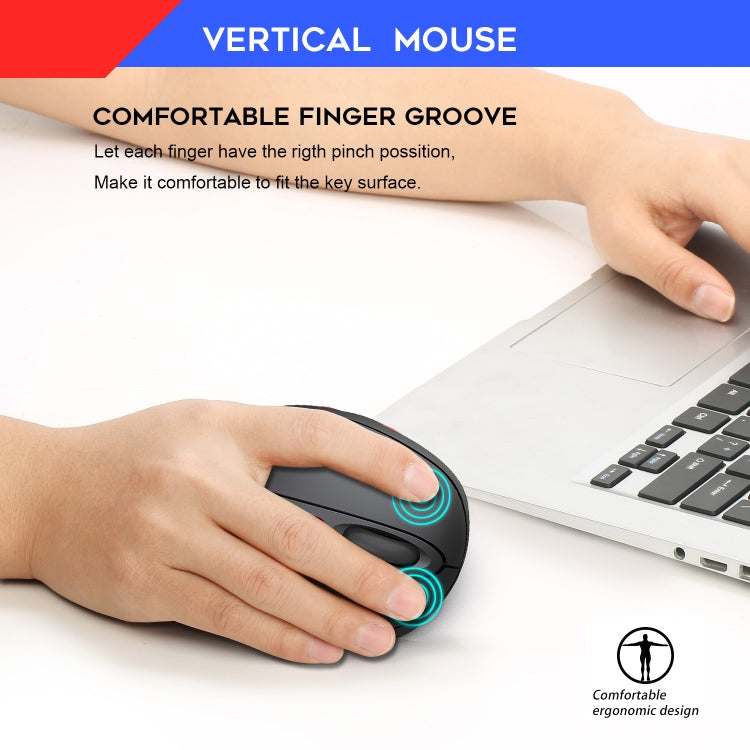 HXSJ T31 2.4GHz 2400DPI Three-speed Adjustable 7-keys Rechargeable Vertical Wireless Optical Mouse, T31