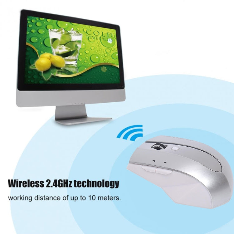 MZ-011 2.4GHz 1600DPI Wireless Rechargeable Optical Mouse with HUB Function, Blue, Silver, Black, Black Silver, White + Royal Blue, Pearl White