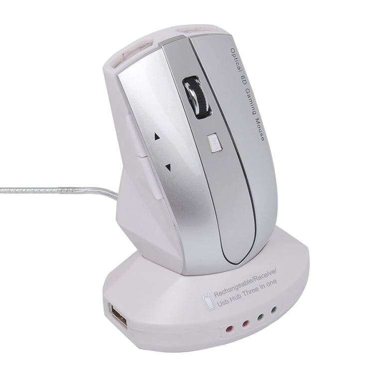 MZ-011 2.4GHz 1600DPI Wireless Rechargeable Optical Mouse with HUB Function, Blue, Silver, Black, Black Silver, White + Royal Blue, Pearl White