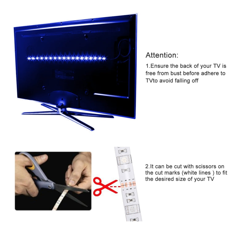 60 LEDs SMD 5050 with 50cm USB Interface Cable & 17 Keys Remote Control, DC 5V, 50cm Colorful Light