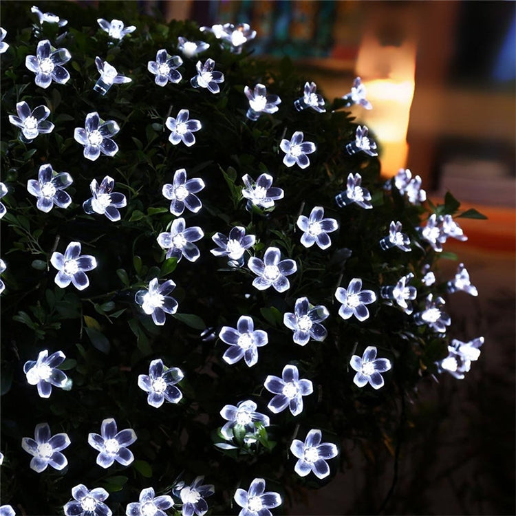 Peach Blossom Shape 50 LEDs Outdoor Garden Waterproof Christmas Spring Festival Decoration Solar Lamp String