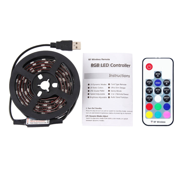 12W 60 LEDs SMD 5050 with 17-keys RF Wireless Remote Control, DC 5V, 1m Colorful Light