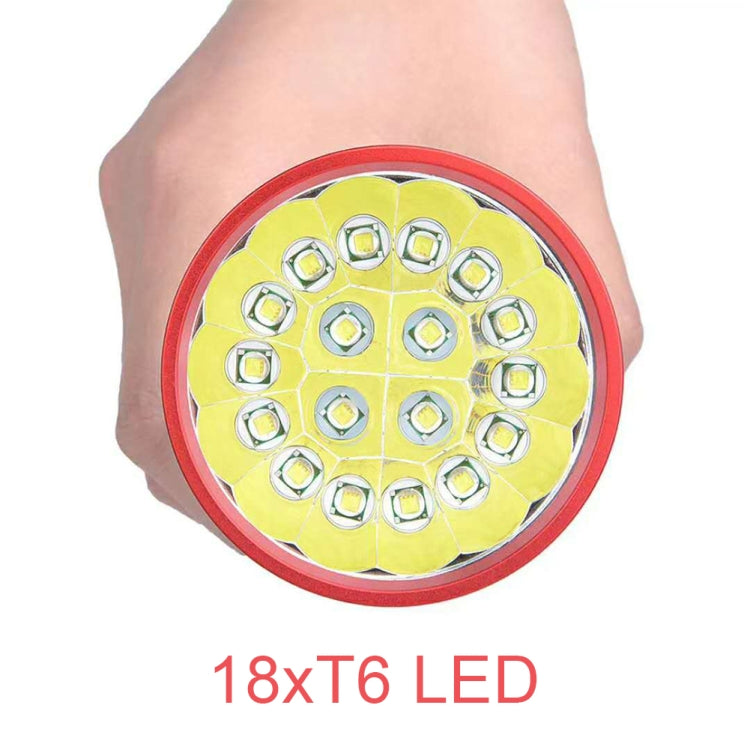 3 تروس، DB18 18xT6، تدفق ضوئي: مصباح يدوي LED بقوة 5400 لومن، مع 4 بطاريات 18650