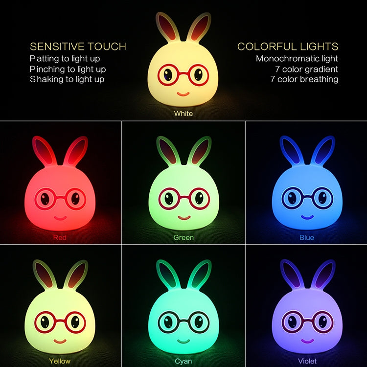 Smiling Rabbit Creative Touch 3D LED Decorative Night Light, USB Charging Version, USB Charging Version (Pink), USB Charging Version (Blue)