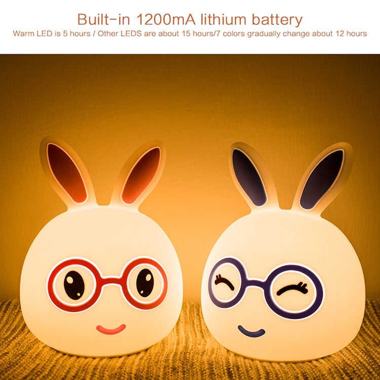 Smiling Rabbit Creative Touch 3D LED Decorative Night Light, USB Charging Version, USB Charging Version (Pink), USB Charging Version (Blue)