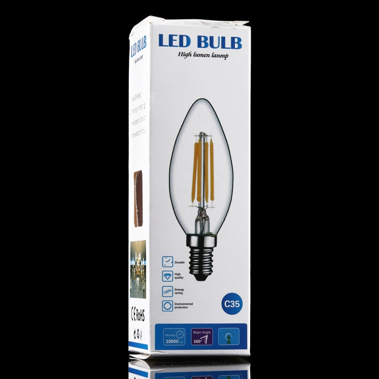 C35 E14 4W 4 LEDs 300 LM 3000K Dimmable Retro LED Filament Light Bulb Energy Saving Light, AC 220V, Apiciform E14 4W 220V Warm White, Apiciform E14 4W 220V White Light