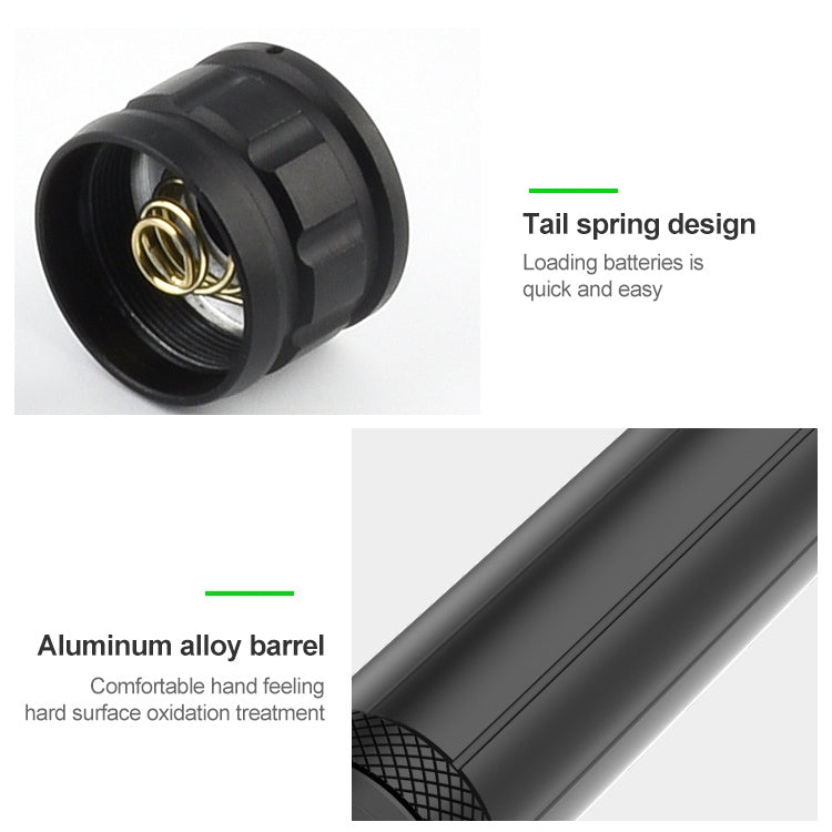 مصباح يدوي P90 + COB LED طويل الطراز مقاوم للماء للاستخدام الخارجي مع منفذ Micro USB للشحن، يدعم عرض الطاقة والتركيز التلسكوبي وضبط السطوع على 7 مستويات، P90