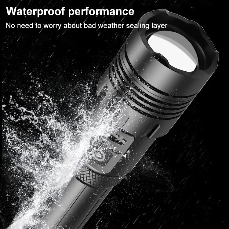 Short Style Micro USB Charging Outdoor Waterproof P70 + COB LED Flashlight, Support Power Display & Telescopic Focusing & 7-level Brightness Adjustment, P70