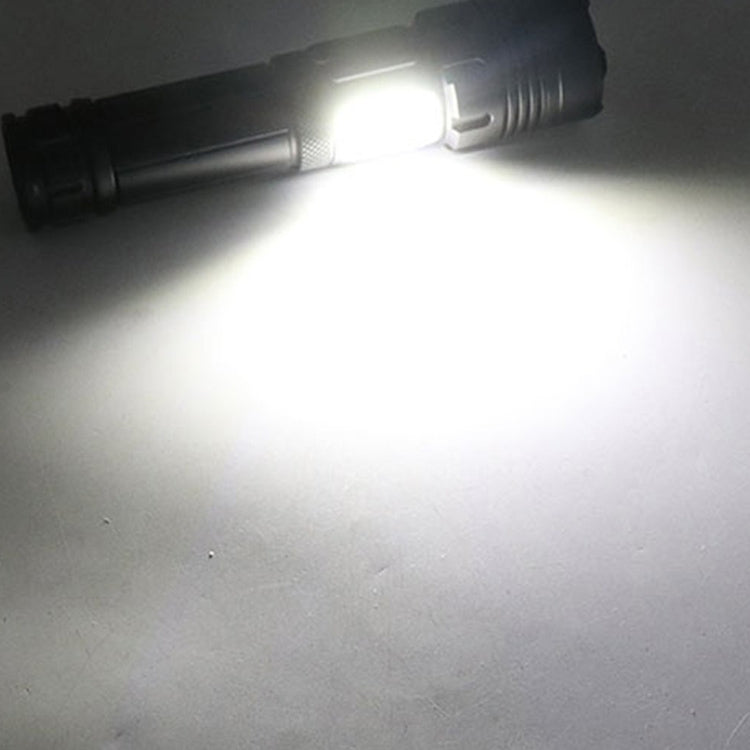Short Style Micro USB Charging Outdoor Waterproof P70 + COB LED Flashlight, Support Power Display & Telescopic Focusing & 7-level Brightness Adjustment, P70