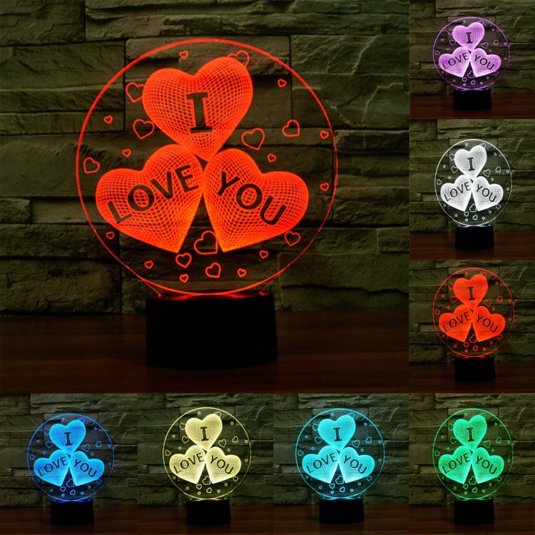 7-color Discoloration Creative Visual Stereo Lamp Desk Lamp Novelty Gift, I LOVE YOU Pattern