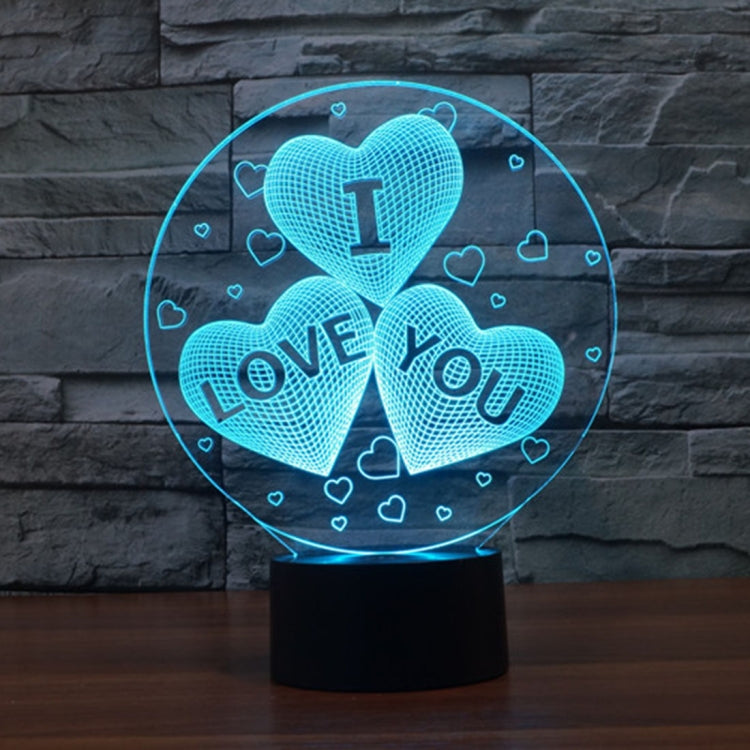 7-color Discoloration Creative Visual Stereo Lamp Desk Lamp Novelty Gift, I LOVE YOU Pattern