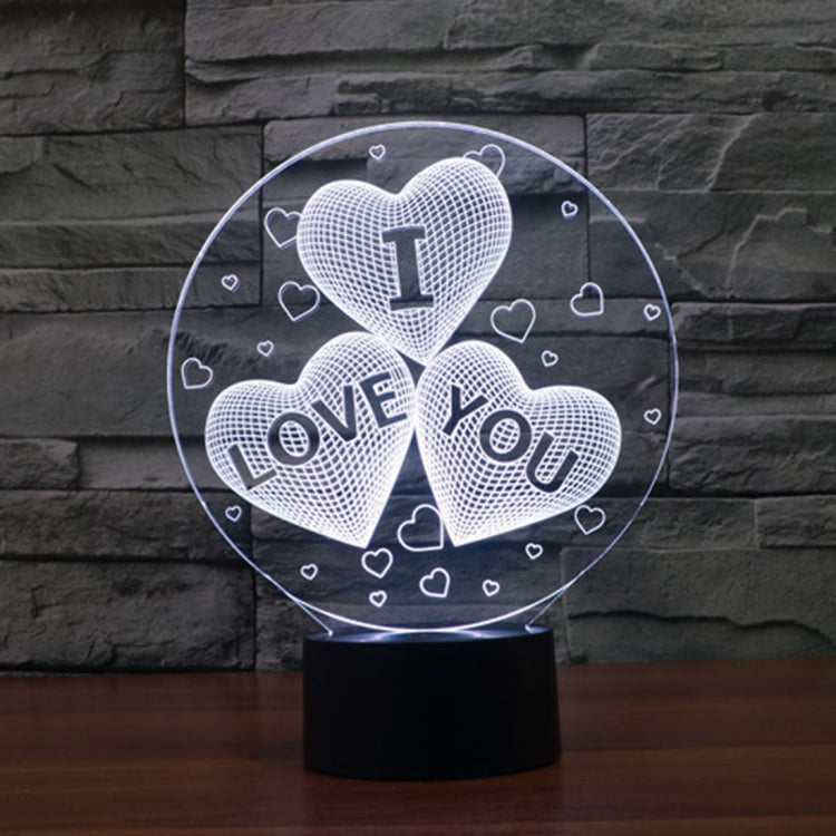7-color Discoloration Creative Visual Stereo Lamp Desk Lamp Novelty Gift, I LOVE YOU Pattern