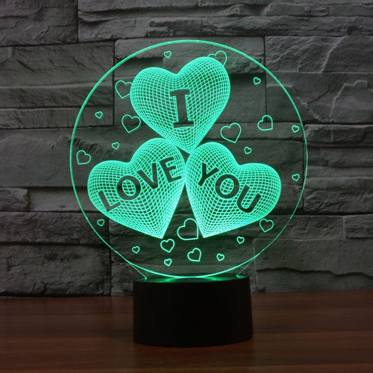 7-color Discoloration Creative Visual Stereo Lamp Desk Lamp Novelty Gift, I LOVE YOU Pattern