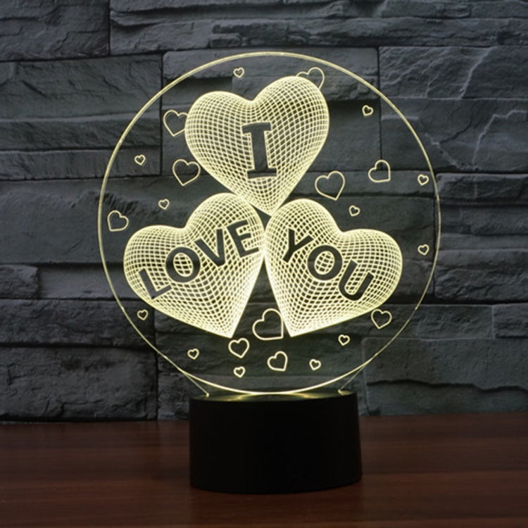 7-color Discoloration Creative Visual Stereo Lamp Desk Lamp Novelty Gift, I LOVE YOU Pattern