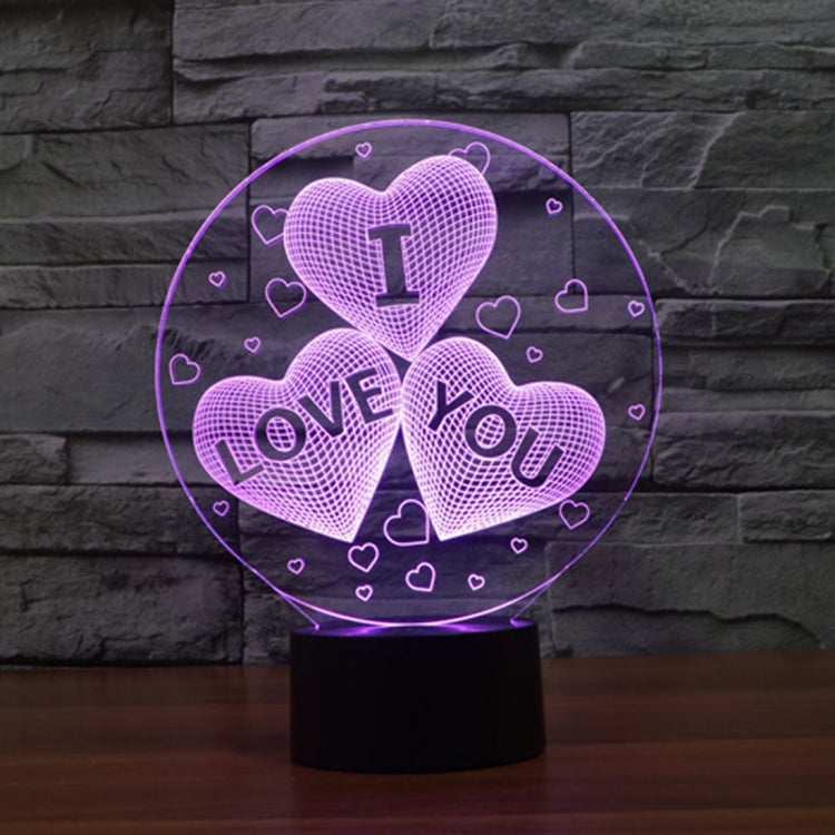 7-color Discoloration Creative Visual Stereo Lamp Desk Lamp Novelty Gift, I LOVE YOU Pattern