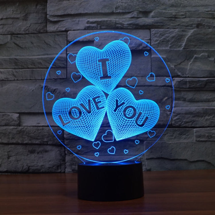 7-color Discoloration Creative Visual Stereo Lamp Desk Lamp Novelty Gift, I LOVE YOU Pattern