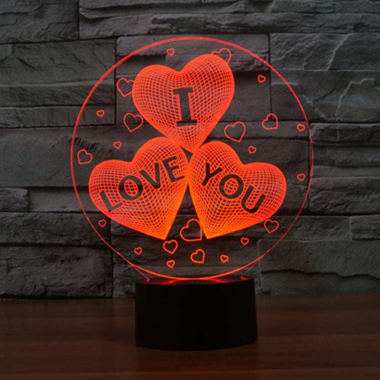 7-color Discoloration Creative Visual Stereo Lamp Desk Lamp Novelty Gift, I LOVE YOU Pattern