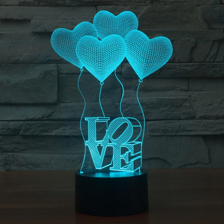 7 Color Discoloration Creative Visual Stereo Lamp Desk Lamp Night Light, Four Heart Style