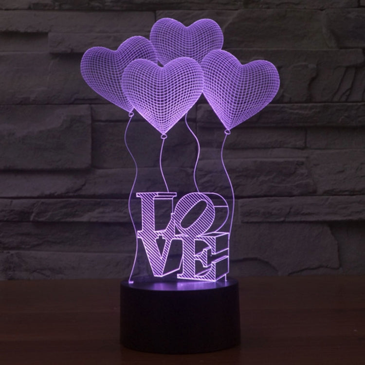 7 Color Discoloration Creative Visual Stereo Lamp Desk Lamp Night Light, Four Heart Style