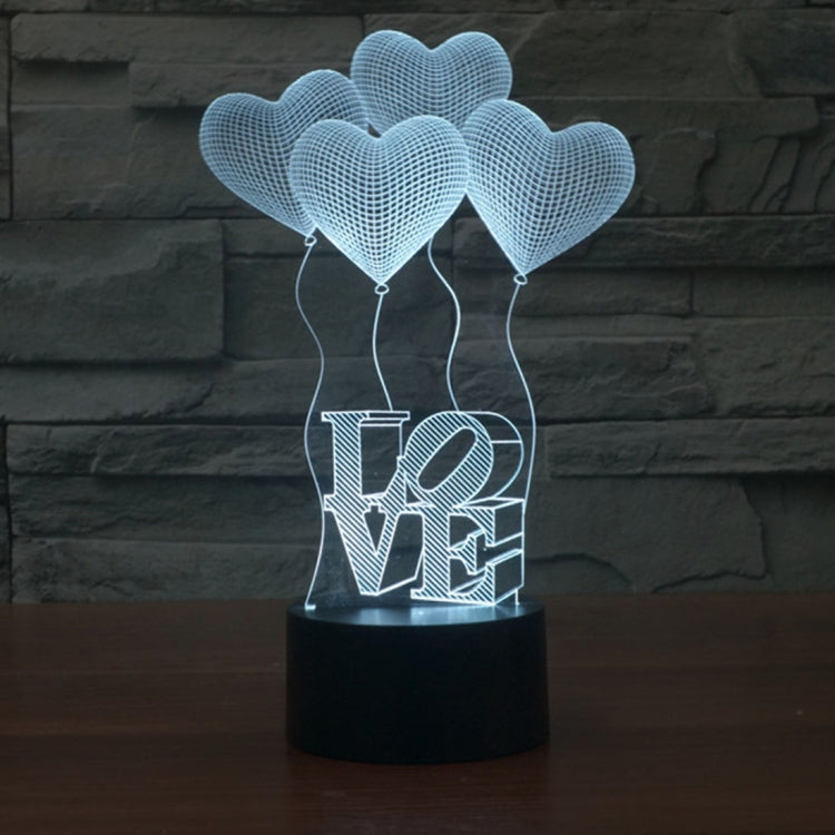 7 Color Discoloration Creative Visual Stereo Lamp Desk Lamp Night Light, Four Heart Style