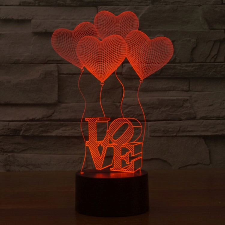 7 Color Discoloration Creative Visual Stereo Lamp Desk Lamp Night Light, Four Heart Style