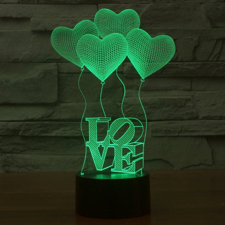 7 Color Discoloration Creative Visual Stereo Lamp Desk Lamp Night Light, Four Heart Style