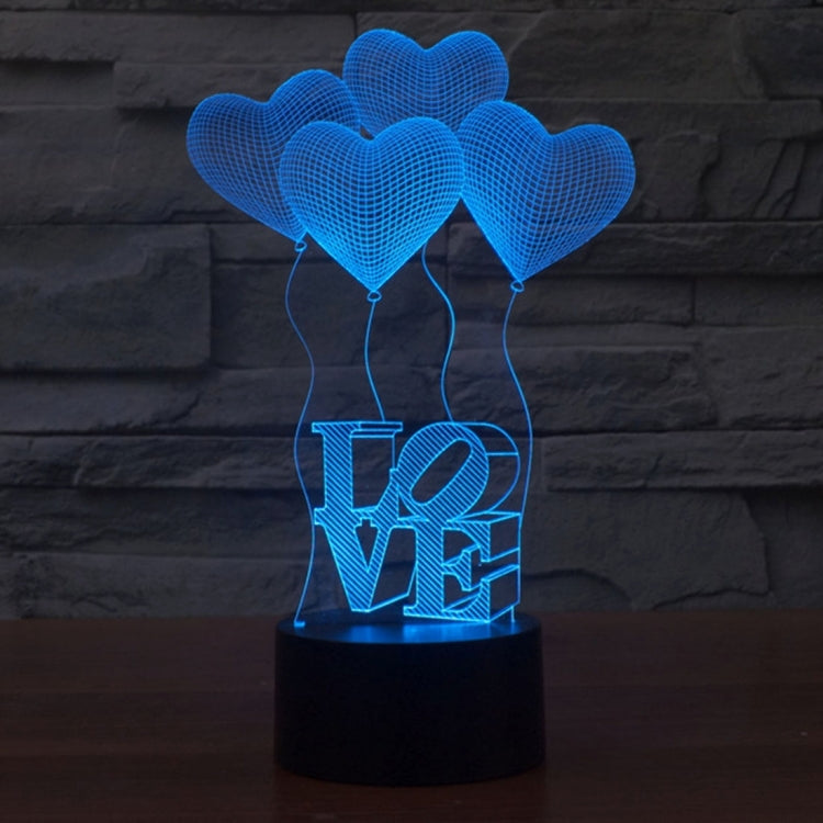 7 Color Discoloration Creative Visual Stereo Lamp Desk Lamp Night Light, Four Heart Style