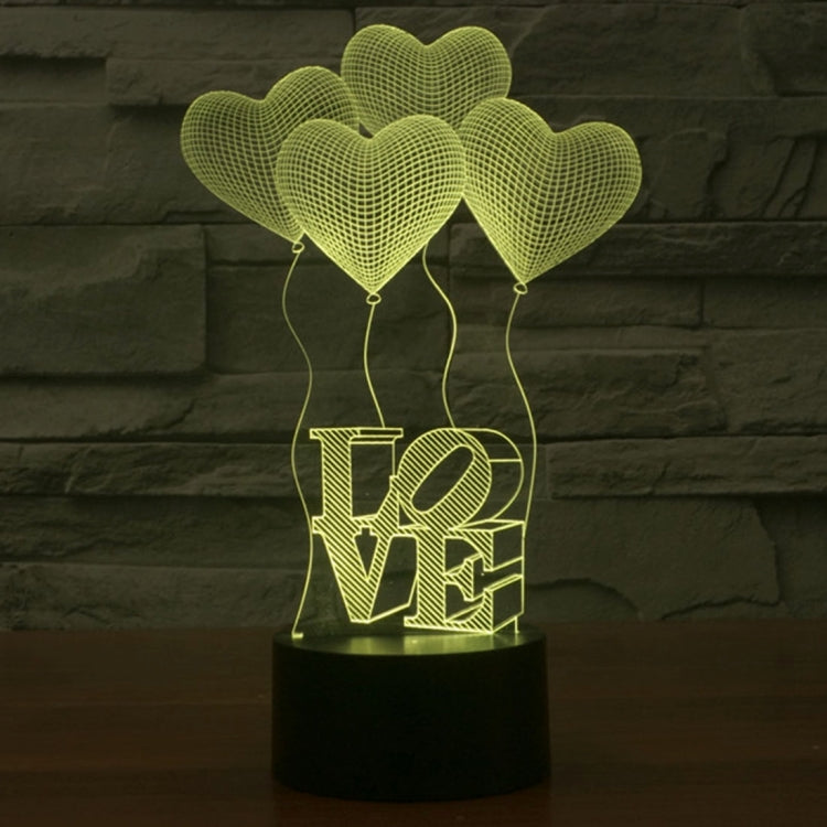 7 Color Discoloration Creative Visual Stereo Lamp Desk Lamp Night Light, Four Heart Style