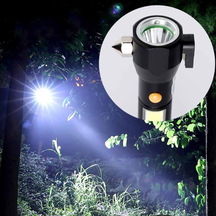 مصباح يدوي LED قابل لإعادة الشحن ومقاوم للماء IPX4 بقوة 10 وات و450 لومن مع مطرقة أمان و3 أوضاع