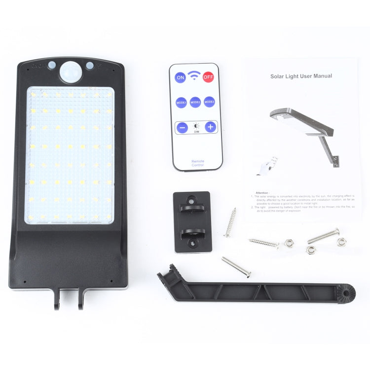 12 واط 56 مصباح LED SMD 2835 للمنزل الخارجي IP65 مقاوم للماء مع جهاز تحكم عن بعد يعمل بالطاقة الشمسية ومصباح مستشعر لجسم الإنسان