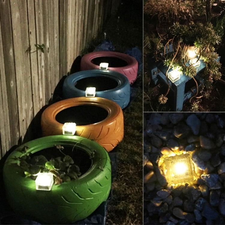 مصباح LED خارجي مربع الشكل يعمل بالطاقة الشمسية مصنوع من الزجاج المقوى، إضاءة مدمجة للحديقة، مقاوم للماء IP55، المقاس: 10 × 10 × 5.2 سم، 10 × 10 × 5.2 سم
