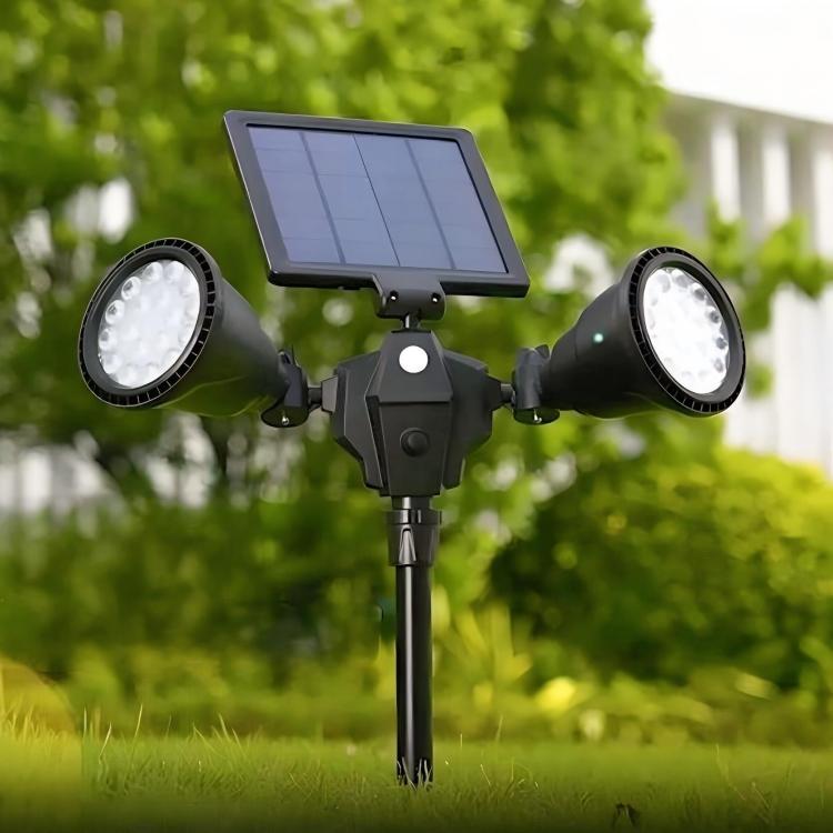 مصباح LED روبوتي يعمل بالطاقة الشمسية مزود بمستشعر ذكي مزدوج الرأس للحديقة الخارجية