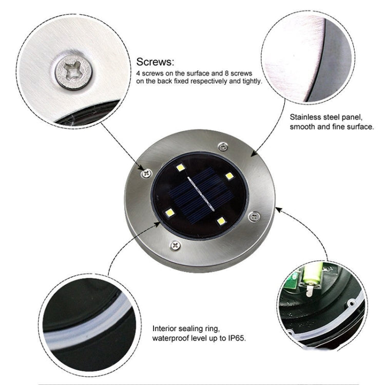 مصباح LED SMD 5050 تحت الأرض، مسار خارجي، حديقة، سطح، إضاءة LED، 4 مصابيح LED بيضاء، 4 مصابيح LED بيضاء دافئة