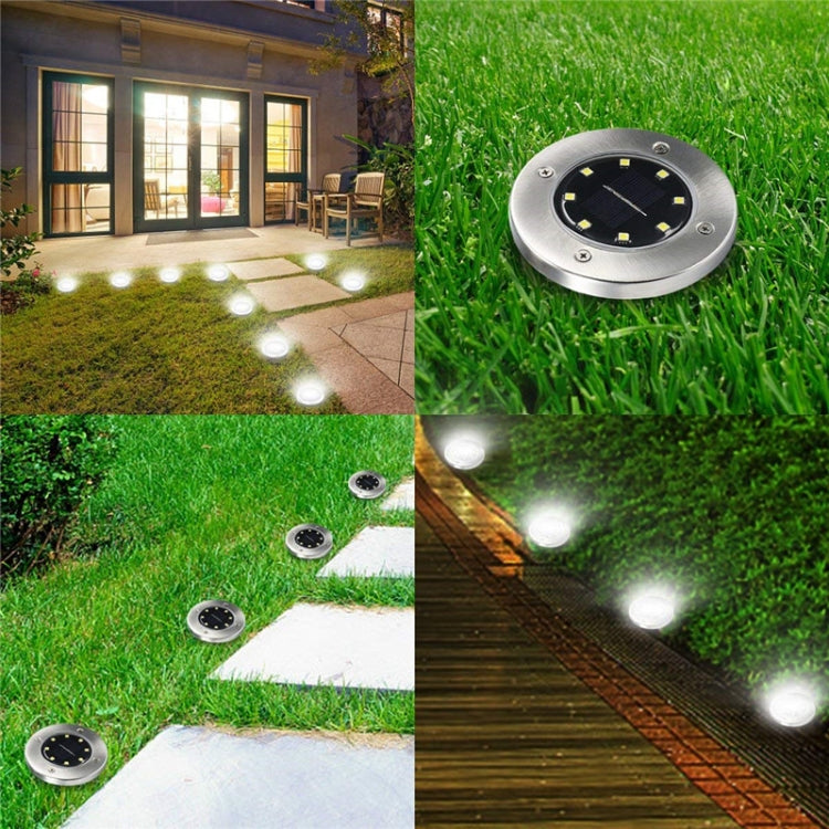 مصباح LED SMD 5050 تحت الأرض، مسار خارجي، حديقة، سطح، إضاءة LED، 8 مصابيح LED بيضاء، 8 مصابيح LED بيضاء دافئة