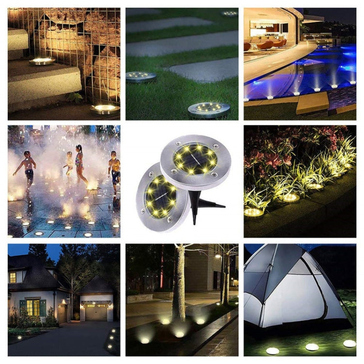 مصباح LED SMD 5050 تحت الأرض، مسار خارجي، حديقة، سطح، إضاءة LED، 8 مصابيح LED بيضاء، 8 مصابيح LED بيضاء دافئة