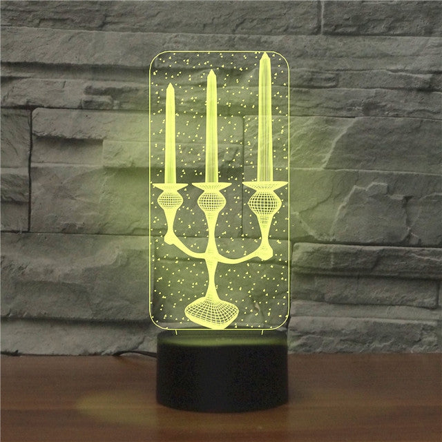 مصباح ليلي LED ثلاثي الأبعاد إبداعي بقاعدة سوداء، يعمل بمنفذ USB والبطارية، يعمل بمنفذ USB والبطارية
