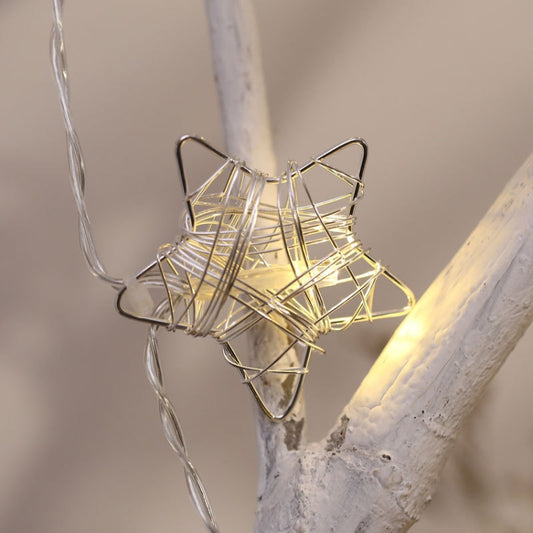 20 LEDs Teenage Style Warm Fairy Decorative Lamp for Christmas, Wedding, Bedroom, Hollow Star