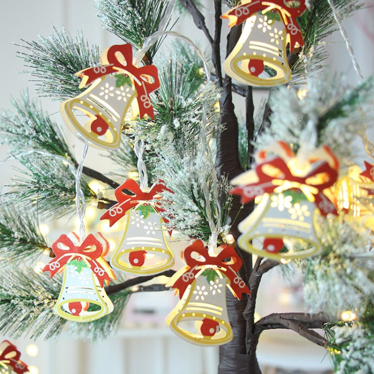 10 LEDs 2 x AA Batteries Box Powered Warm Fairy Decorative Lamp for Christmas, Party, Bedroom, 1.5m Painted Christmas Bell Warm White