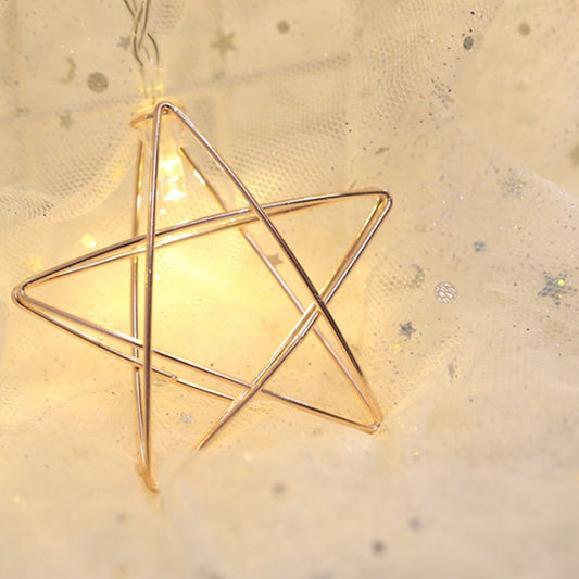 20 LEDs Teenage Style Warm Fairy Decorative Lamp for Christmas, Wedding, Bedroom, Iron Star