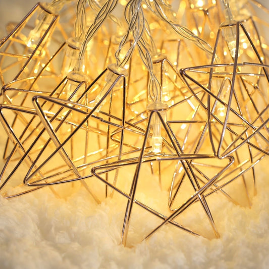 20 LEDs Teenage Style Warm Fairy Decorative Lamp for Christmas, Wedding, Bedroom, Iron Star