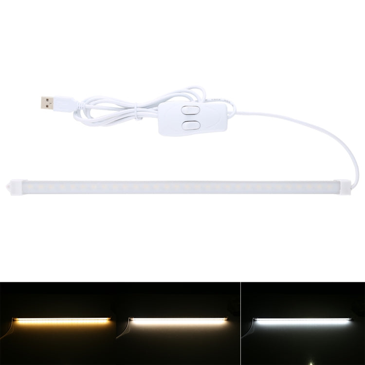 شريط إضاءة LED USB ثلاثي الألوان بطول 34 سم، 60 مصباح LED، 400 لومن، مزود بمفتاح