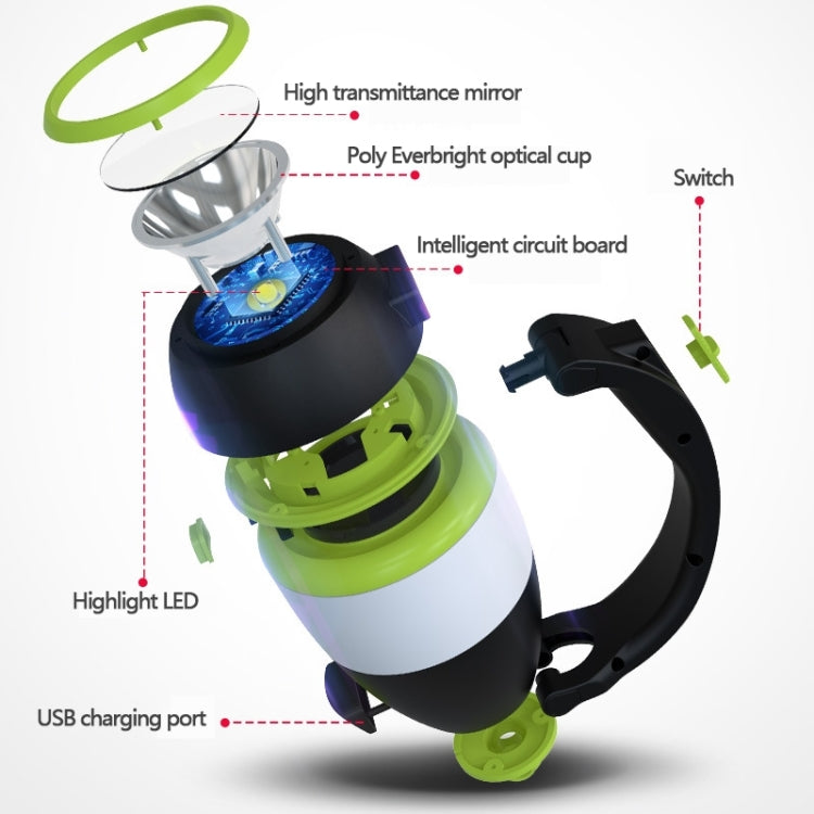 مصباح تخييم LED محمول L001 بقدرة 5 وات مع خاصية الشحن عبر USB وبنك الطاقة (أخضر)، LED6908، LED6908L، LED6908R