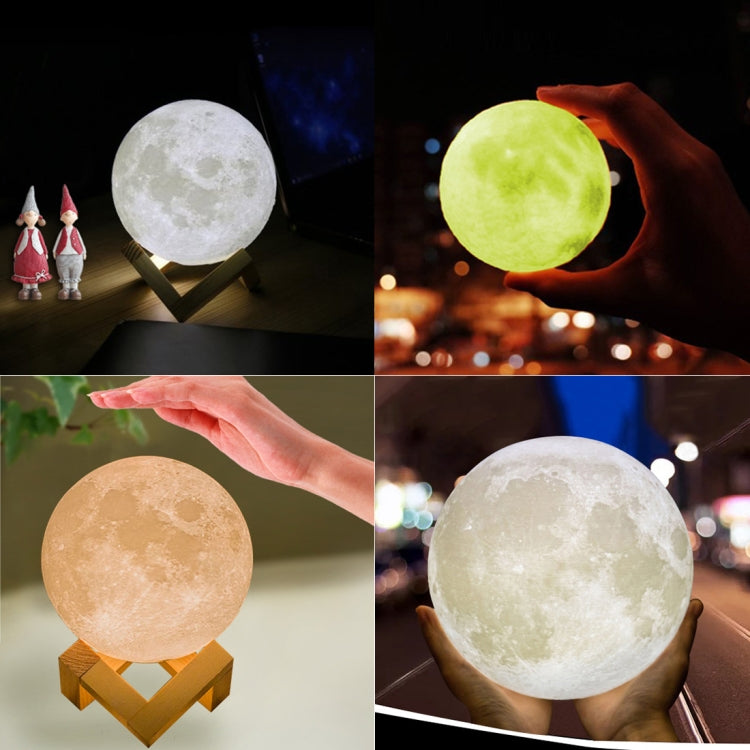 USB Charging 2-Color Changing Energy-saving LED Night Light with Wooden Holder Base, Touch Control 2-Color(15cm)