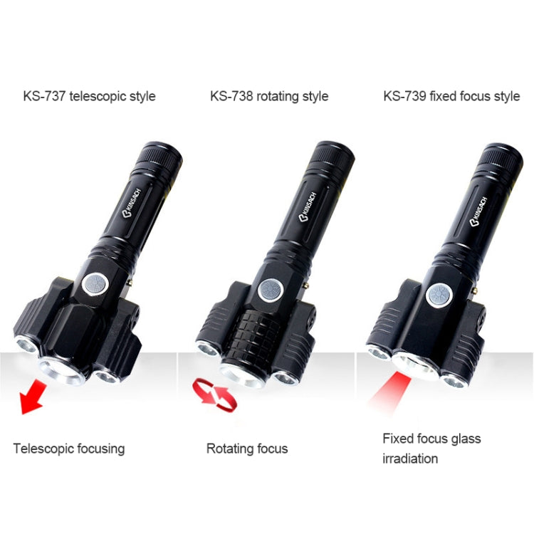 KS-737 USB Charging Waterproof T6+XPE Zoomable LED Flashlight with 4-Modes, KS-737